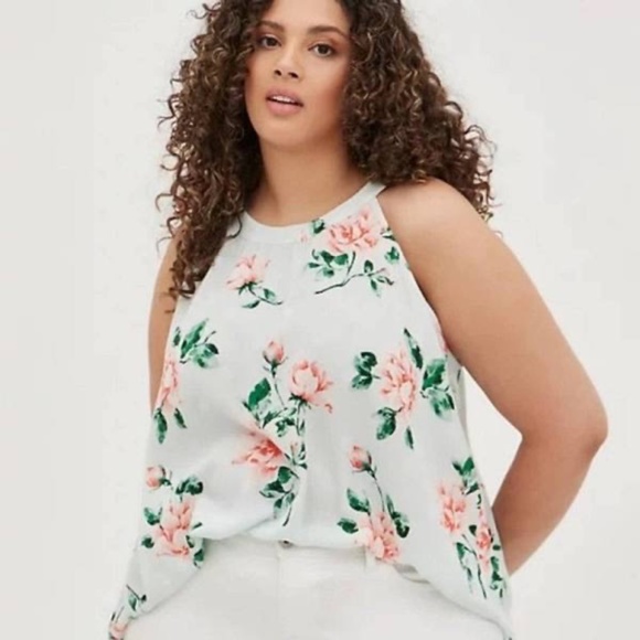 torrid Tops - Torrid | Light Blue Hi Neck Georgette Goddess Tank Top | Size 6